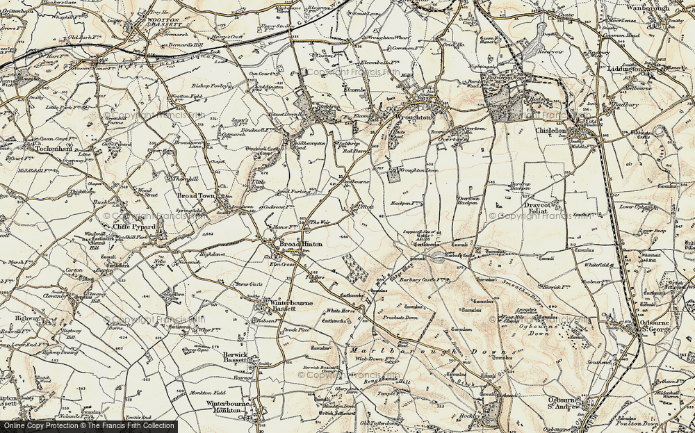 Old Map of Historic Map covering Barbury Castle in 1897-1899