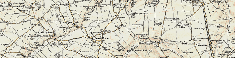 Old map of Uffcott in 1897-1899