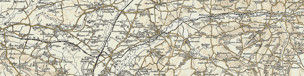 Old map of Uffculme in 1898-1900