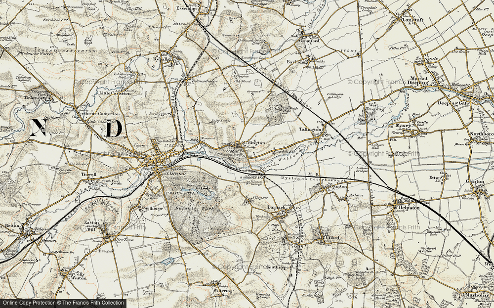 Old Map of Historic Map covering Burghley Ho in 1901-1903