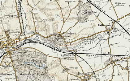 Old map of Burghley Ho in 1901-1903