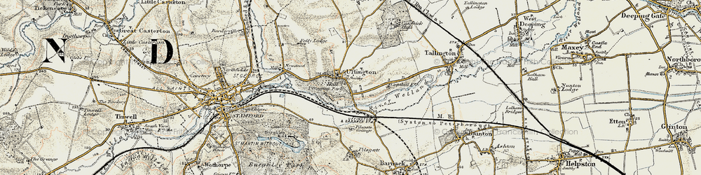 Old map of Uffington in 1901-1903