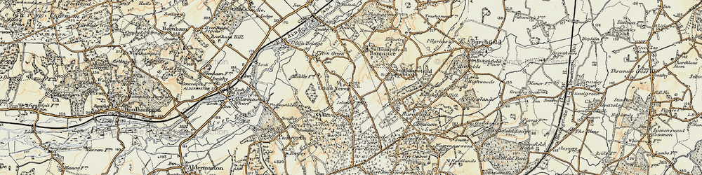 Old map of Ufton Nervet in 1897-1900