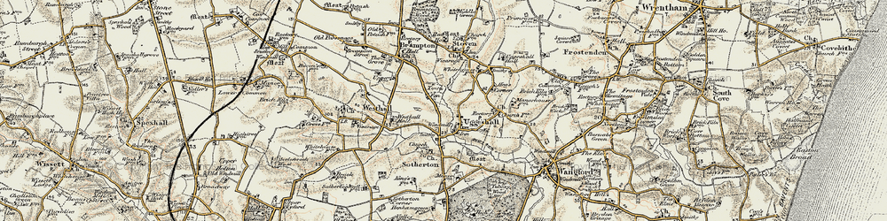 Old map of Uggeshall in 1901-1902