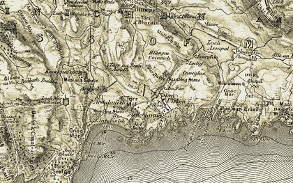 Old map of Àird a' Chrainn in 1906-1907