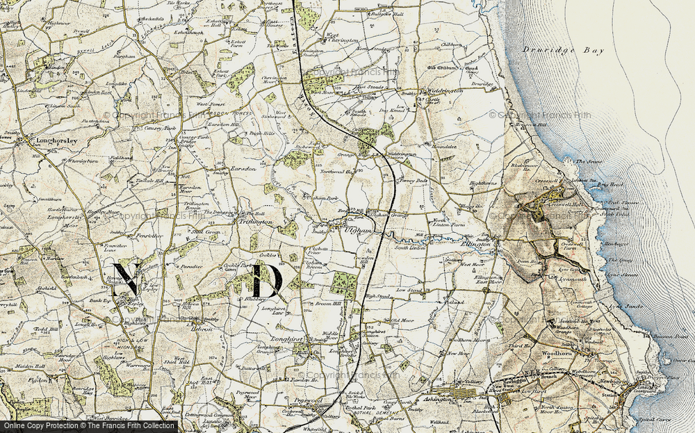 Old Map of Ulgham, 1901-1903 in 1901-1903