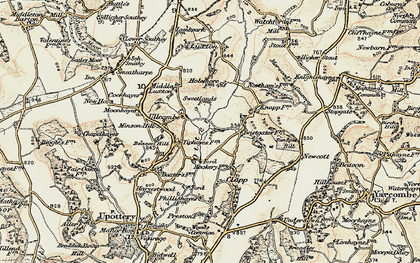 Old map of Ullcombe in 1898-1900