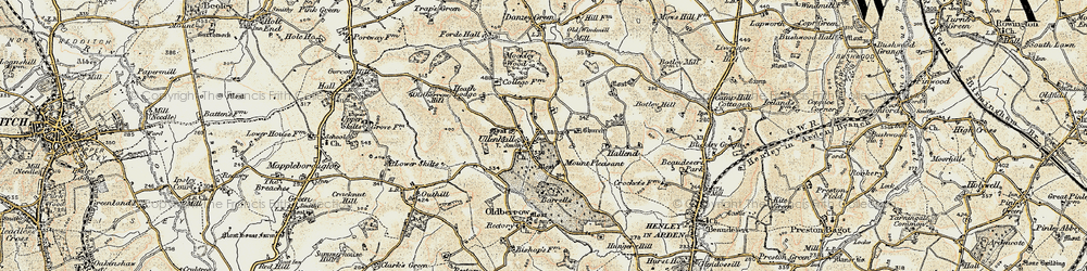 Old map of Ullenhall in 1901-1902