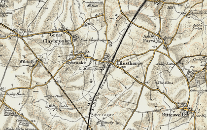 Old map of Ullesthorpe in 1901-1902