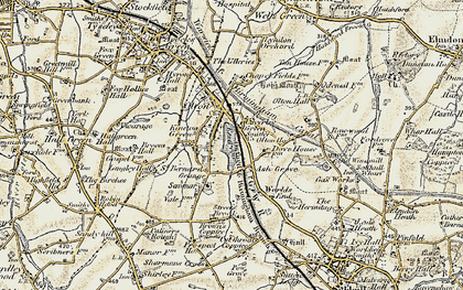 Old map of Ulverley Green in 1901-1902