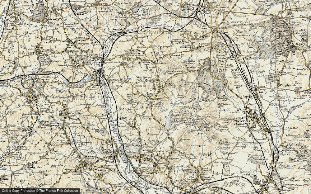 Old Map of Historic Map covering Beauvale Ho in 1902
