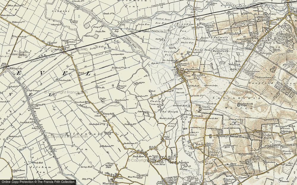 Old Map of Undley, 1901 in 1901