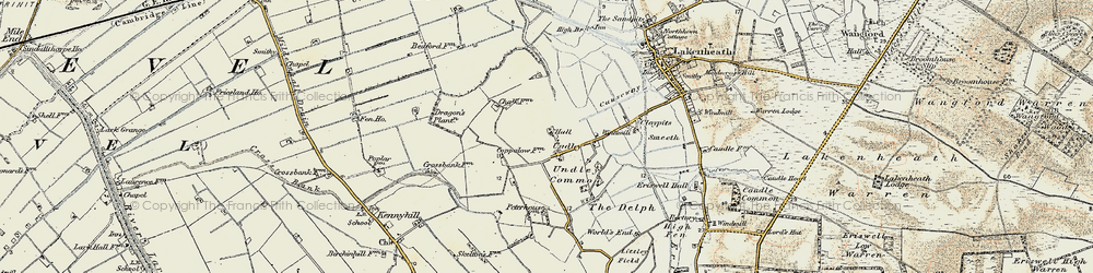 Old map of Undley in 1901