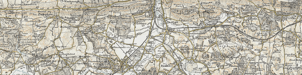 Old map of Unstead in 1898-1909