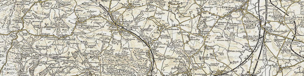 Old map of Unstone in 1902-1903