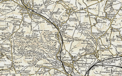 Old map of Unstone Green in 1902-1903