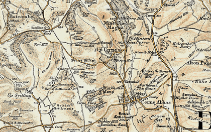 Old map of Up Cerne in 1899