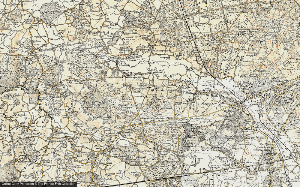 Old Map of Historic Map covering Blackbushe Airport in 1897-1909