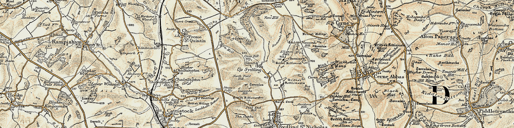 Old map of Wardon Hill in 1899