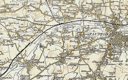 Old map of Upcott in 1898-1900