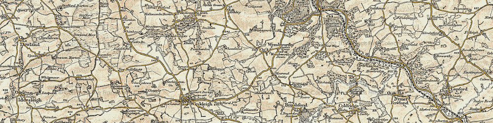 Old map of Upcott in 1899-1900