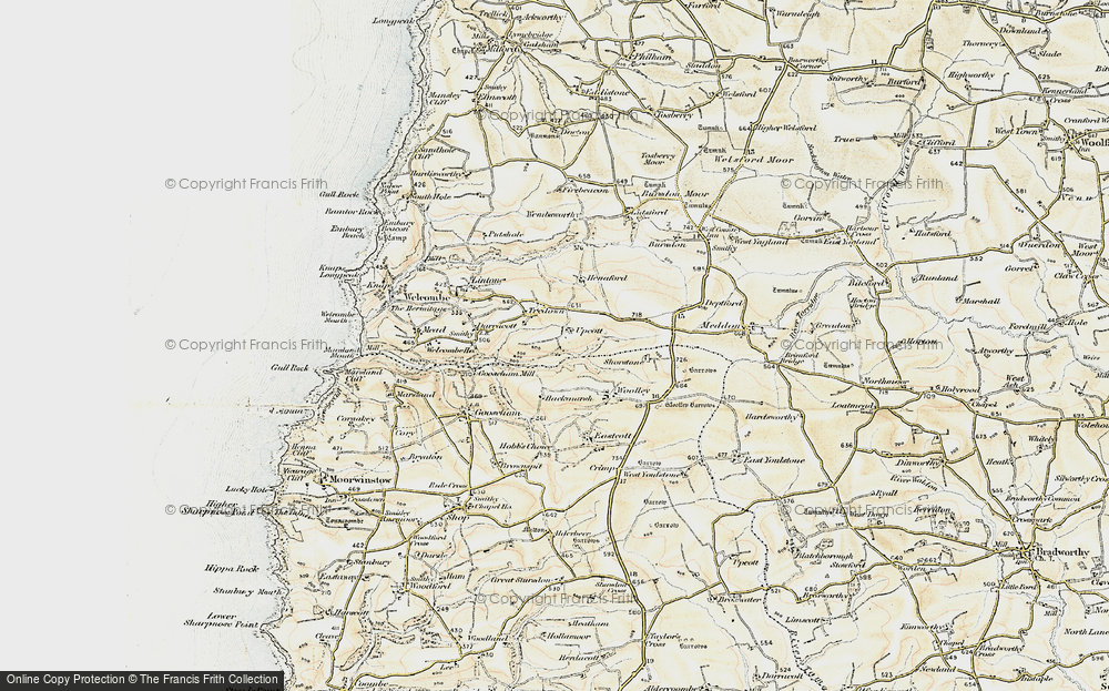 Old Map of Upcott, 1900 in 1900