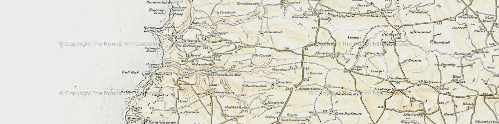 Old map of Upcott in 1900