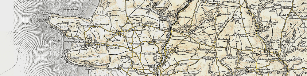 Old map of Upcott in 1900