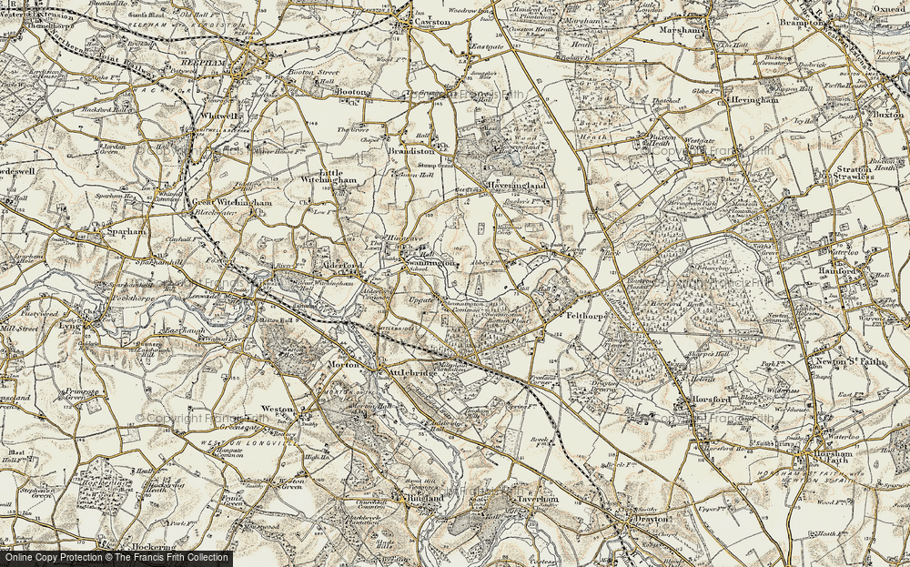 Old Map of Upgate, 1901-1902 in 1901-1902