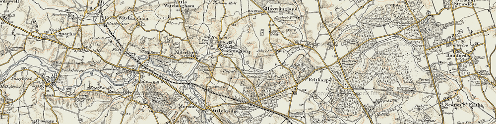 Old map of Upgate in 1901-1902