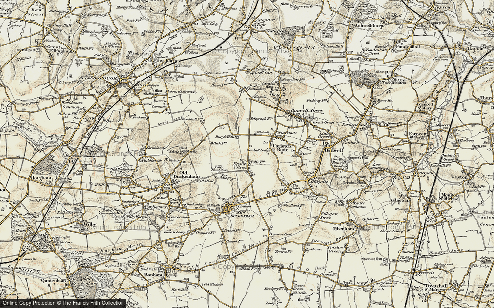 Old Map of Upgate Street, 1901 in 1901