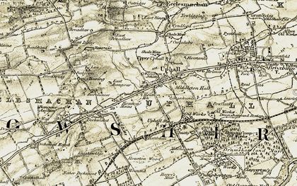 Old map of Brox Burn in 1904