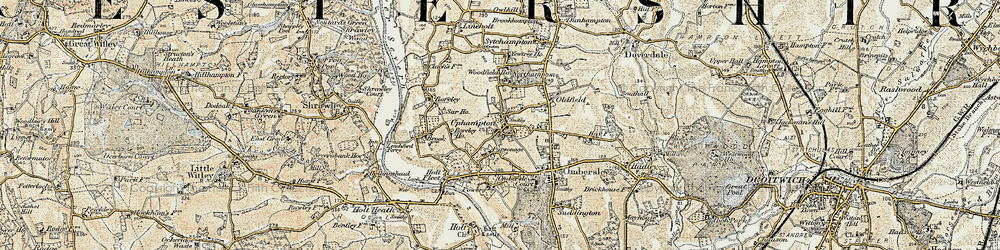 Old map of Uphampton in 1899-1902