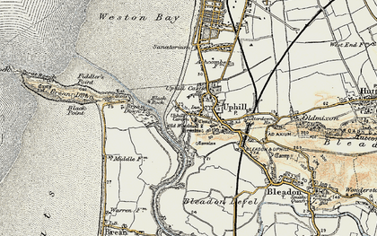 Old map of Brean Down in 1899-1900