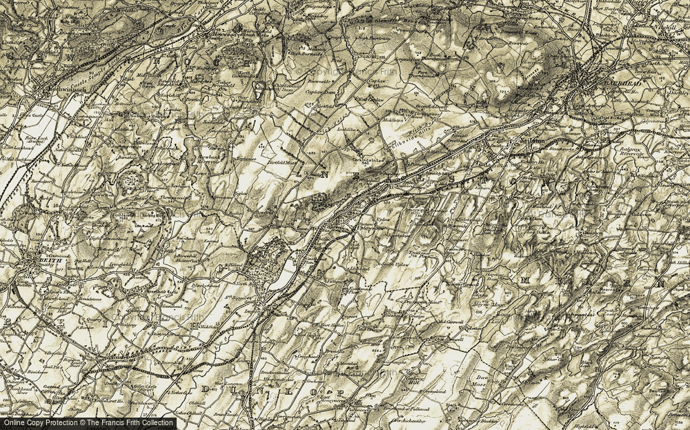 Old Map of Historic Map covering Windyhill in 1905-1906