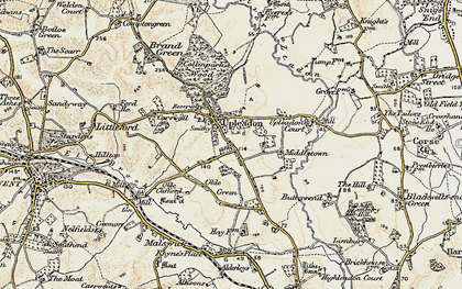 Old map of Upleadon in 1899-1900