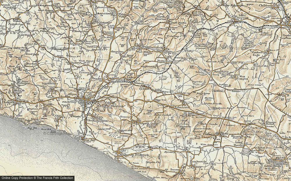 Old Map of Uploders, 1899 in 1899