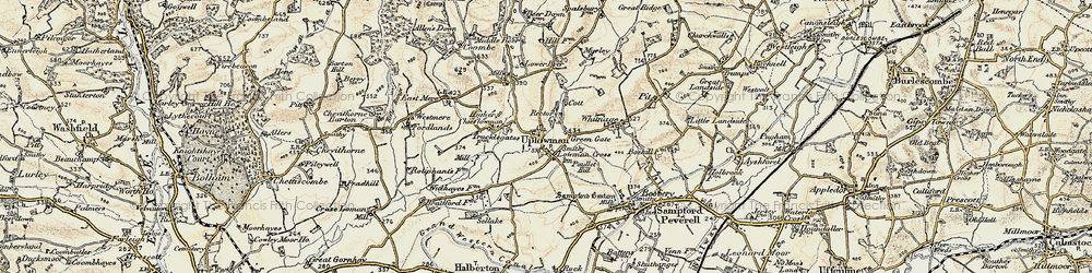 Old map of Uplowman in 1898-1900
