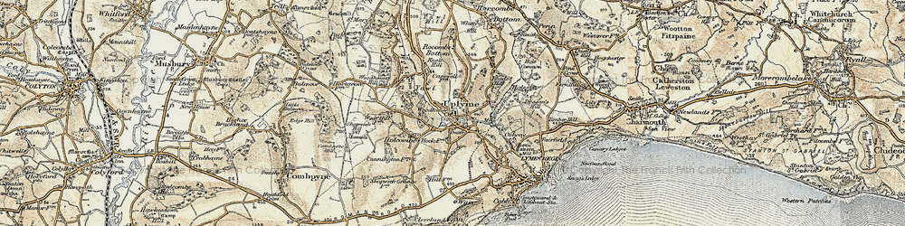 Old map of Uplyme in 1899