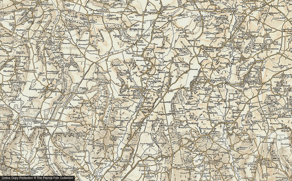 Old Map of Upottery, 1898-1900 in 1898-1900