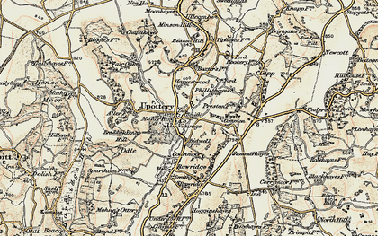 Old map of Upottery in 1898-1900
