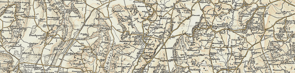 Old map of Upottery in 1898-1900