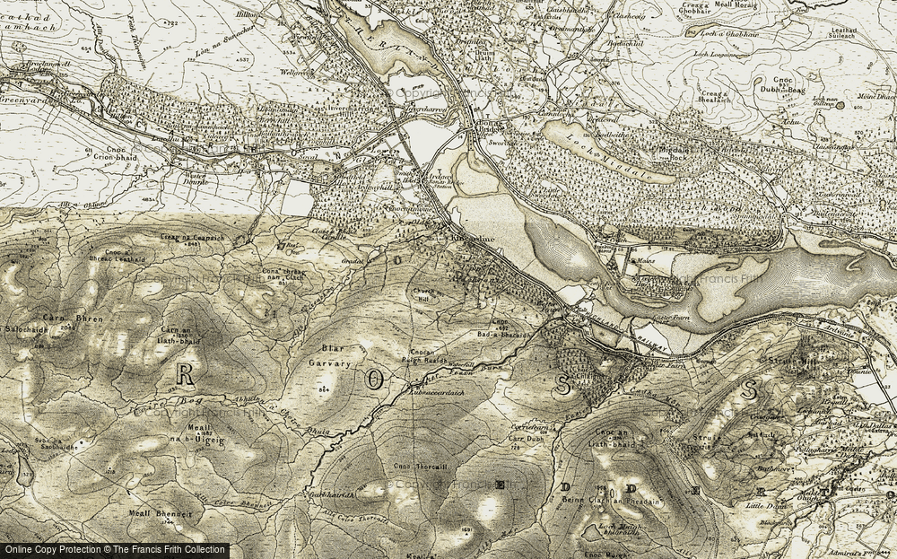 Old Map of Historic Map covering Wester Fearn Burn in 1911-1912