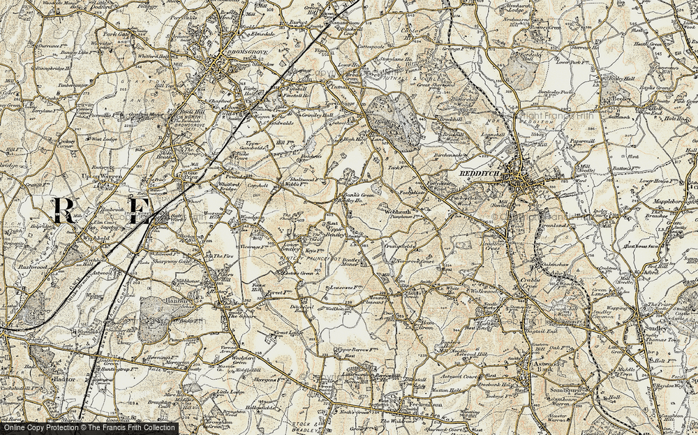 Old Map of Historic Map covering Bentley Ho in 1901-1902