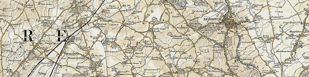 Old map of Upper Bentley in 1901-1902