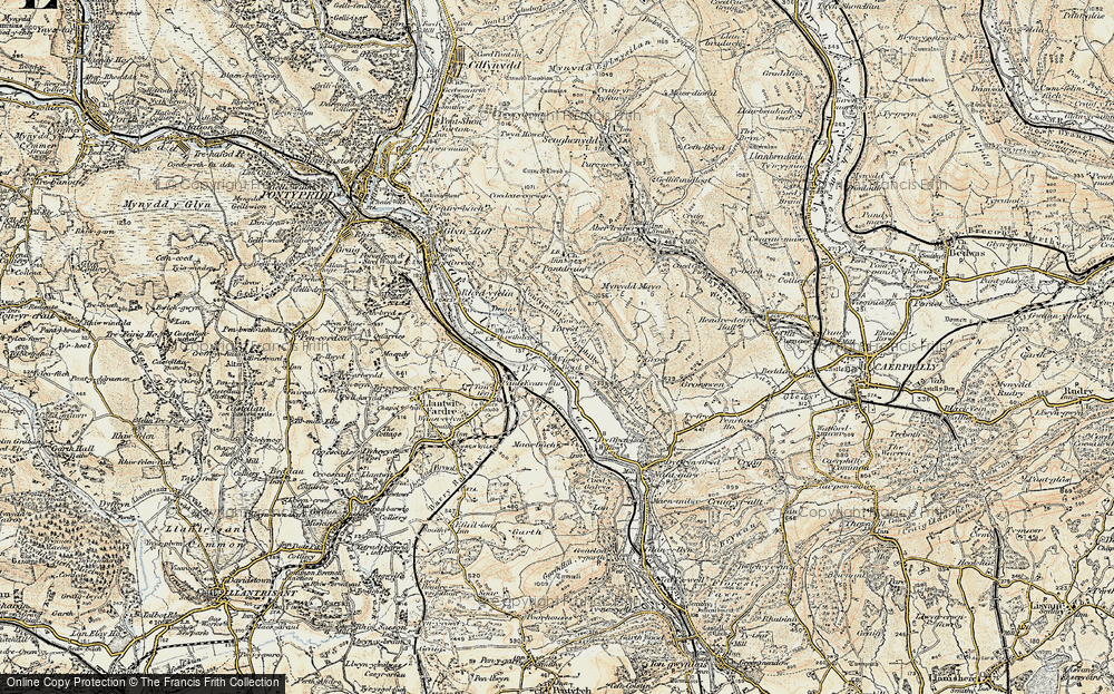 Old Map of Historic Map covering Treforest Industrial Estate in 1899-1900