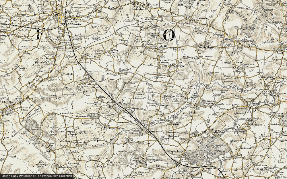 Old Map of Upper Brandon Parva, 1901-1902 in 1901-1902