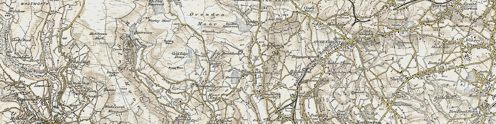 Old map of Upper Brockholes in 1903