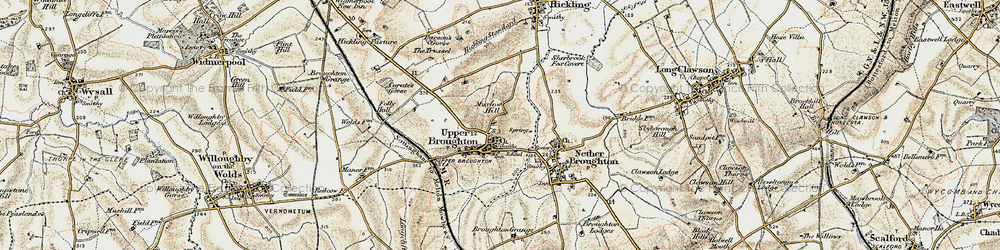 Old map of Upper Broughton in 1902-1903