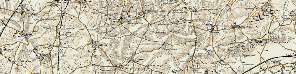 Old map of Upper Bruntingthorpe in 1901-1902